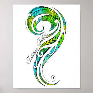 Tahitian Tattoo - Hawaiian Tattoo Graphic _1  Poster