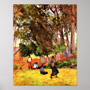 Tahitian Village, famous painting by Paul Gauguin Poster