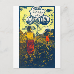 Tahitian Women and Dog, Gauguin Postcard