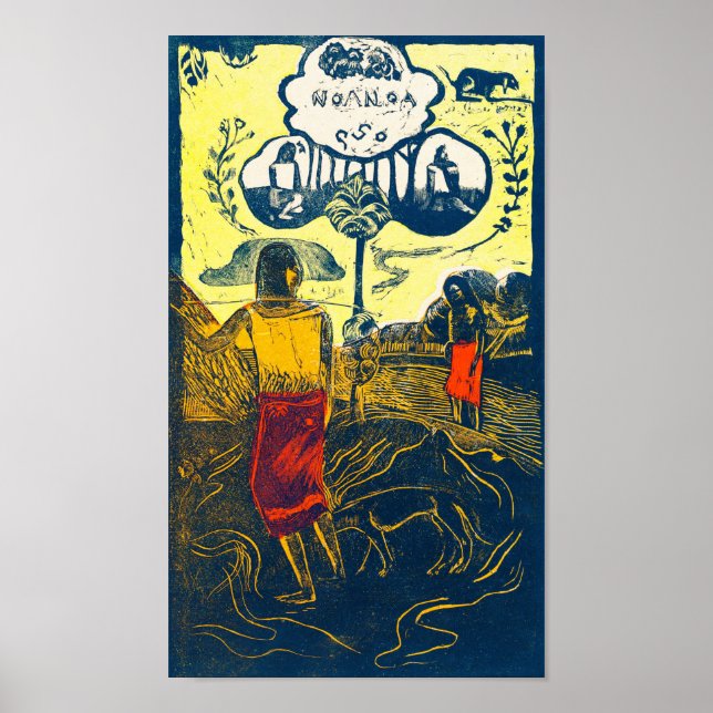 Tahitian Women and Dog, Gauguin Poster (Front)