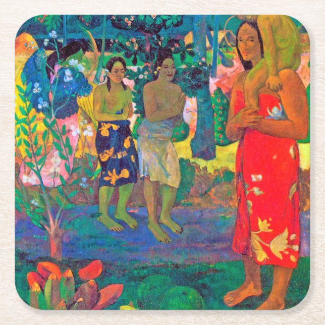 Tahitian Women, Gauguin Square Paper Coaster (Front)