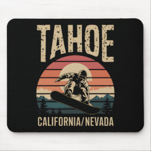 Tahoe California Snowboard Vintage Snowboarding Mo Mouse Mat