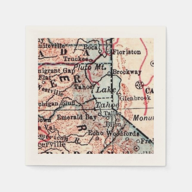Tahoe California Vintage cocktail napkins (Front)