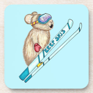 Tahoe Pika Skier Illustration Coaster