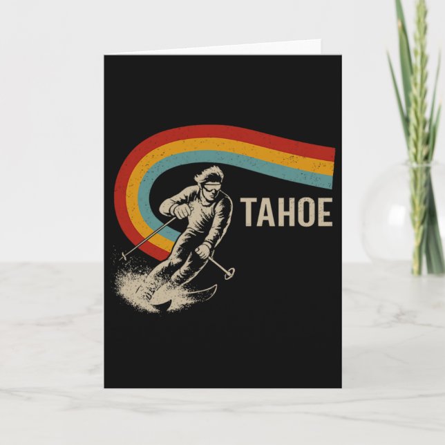Tahoe Skiing Retro Graphic  Card (Front)