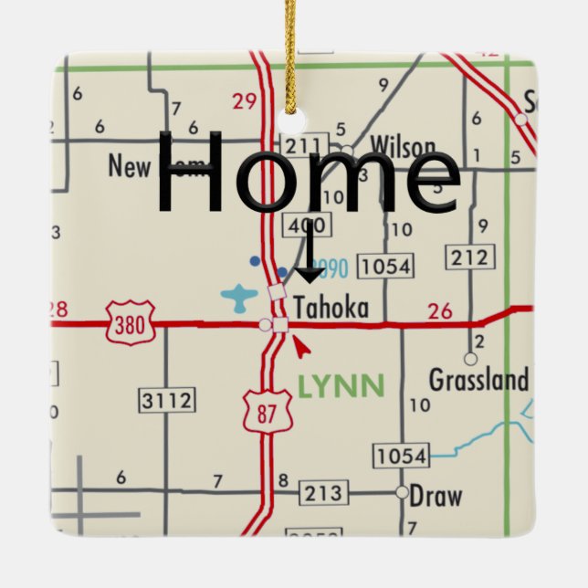 Tahoka TX Map Ceramic Ornament (Back)