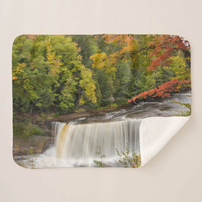 Tahquamenon Falls in Fall Sherpa Blanket (Front (Horizontal))