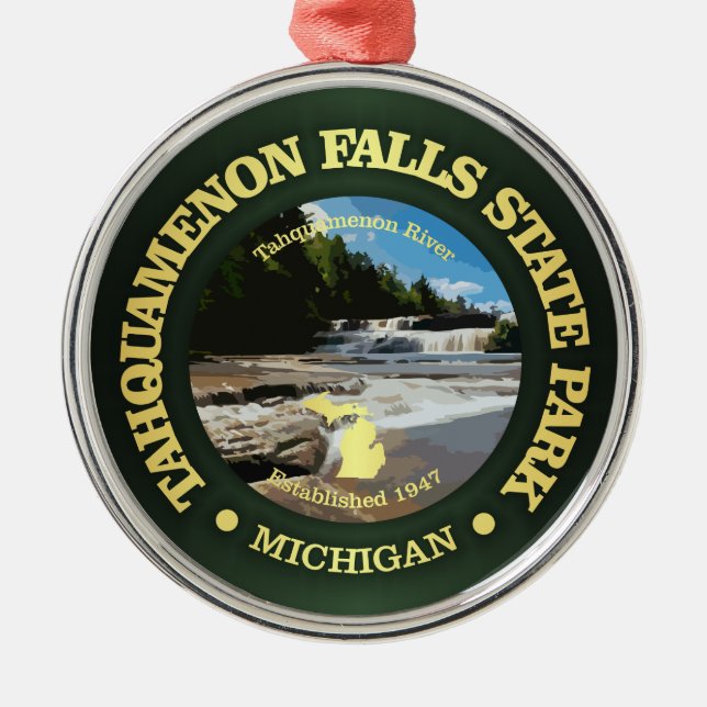 Tahquamenon Falls SP Metal Tree Decoration (Front)
