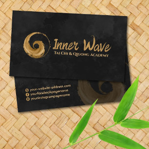 Tai Chi and Qigong - Golden Taijitu Symbol  Business Card
