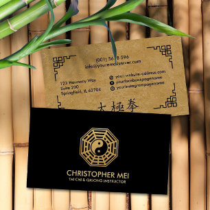 Tai Chi Bagua map black and gold Business Card