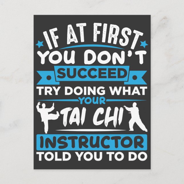 Tai Chi Fighter Silhouette Martial Arts Quote Postcard (Front)