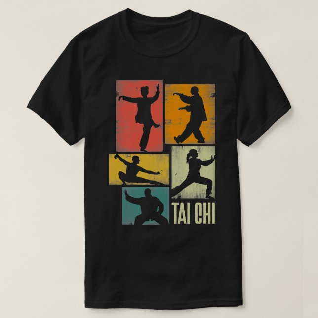 Tai Chi Martial Art Shadowboxer Silhouettes T-Shirt (Design Front)