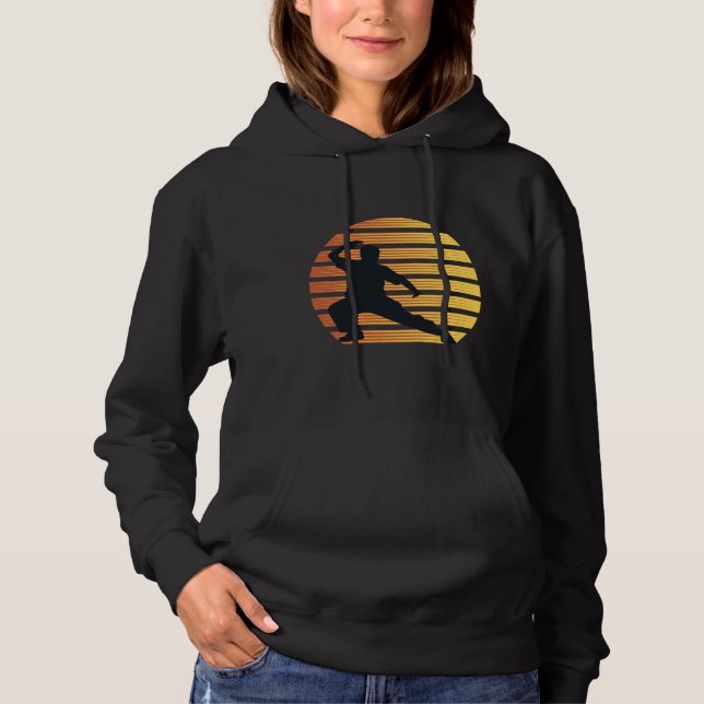 Tai Chi Retro 80s Style Sunset Martial Arts Hoodie (Front)