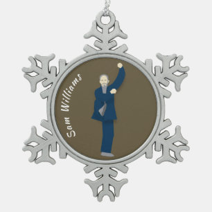 Tai Chi Snowflake Pewter Christmas Ornament
