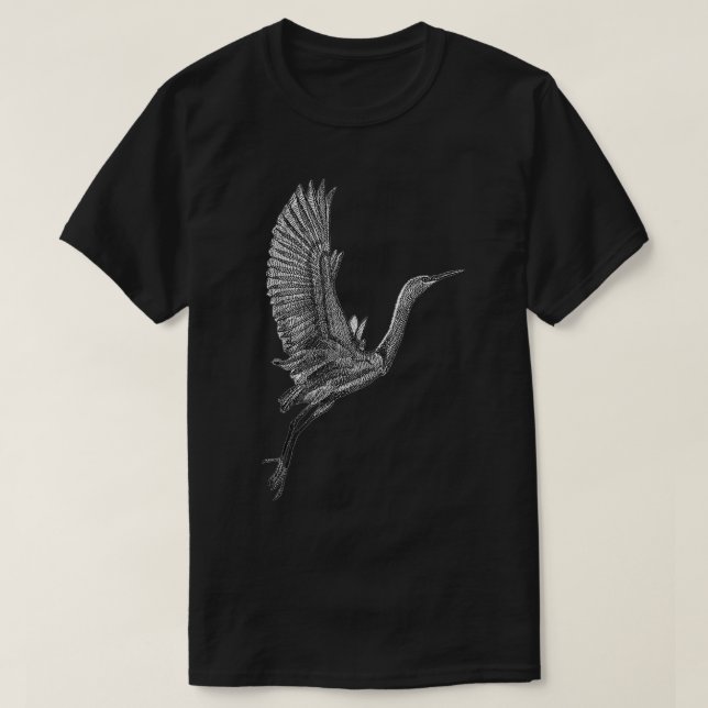 Tai Chi White Flying Crane Qi Gong Illustration T-Shirt (Design Front)