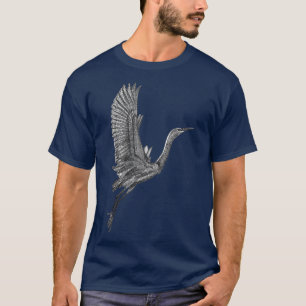 Tai Chi White Flying Crane Qi Gong Illustration T-Shirt