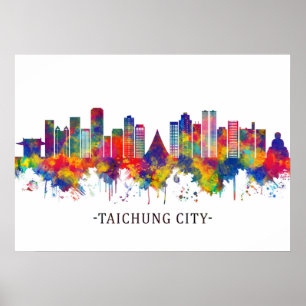 Taichung City Taiwan Skyline Poster