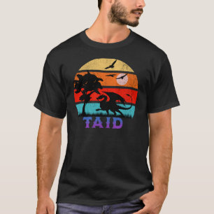 Taid Retro Sunset Dragon Grandfather T-Shirt