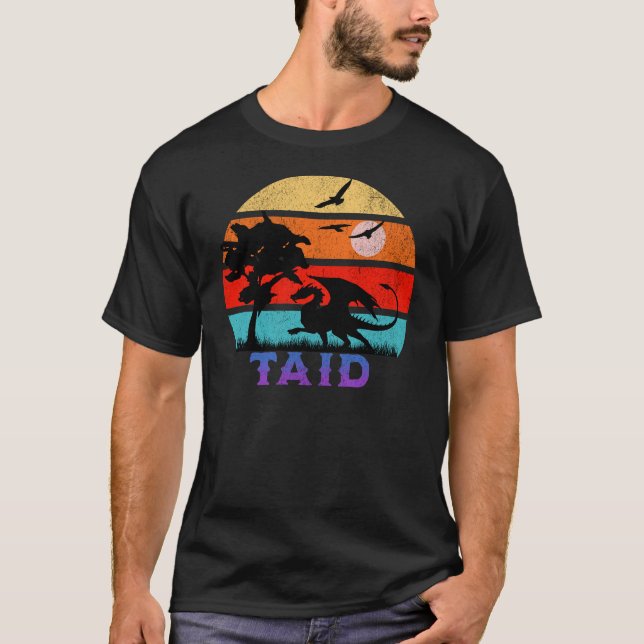 Taid Retro Sunset Dragon Grandfather T-Shirt (Front)