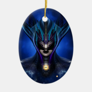 Taidushan Sai Shadow Blue Ceramic Oval Ornament