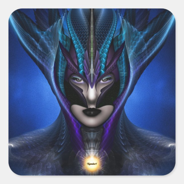 Taidushan Sai Shadow Blue Square Stickers (Front)