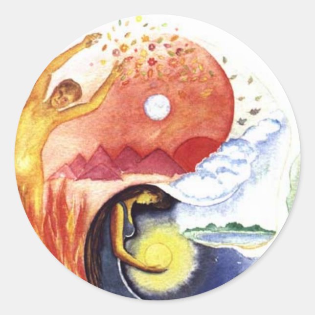 Taijitu illustrating polarity classic round sticker (Front)