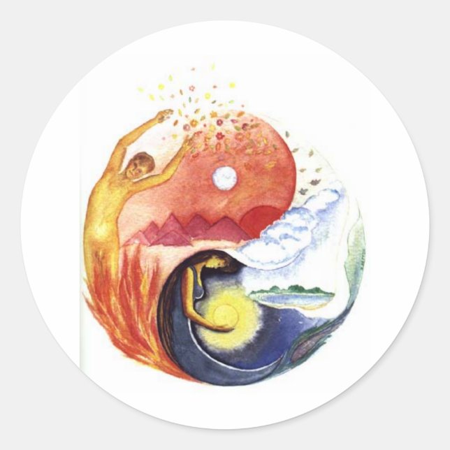 Taijitu illustrating polarity classic round sticker (Front)
