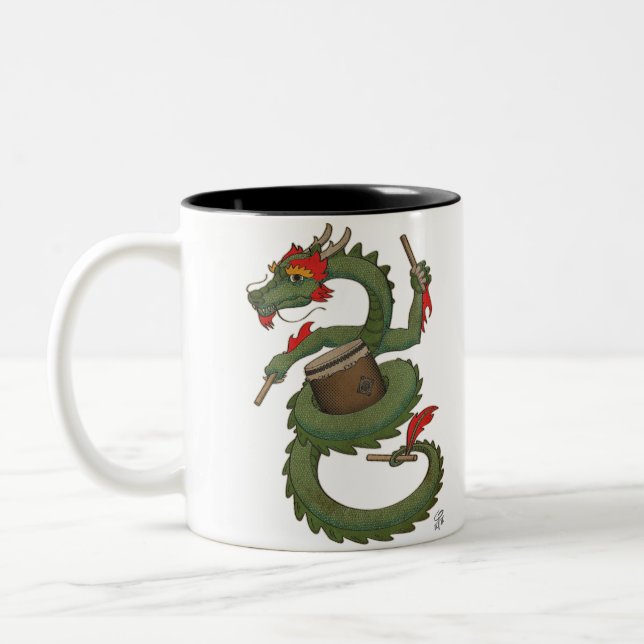Taiko Dragon in Colour Two-Tone Coffee Mug (Left)