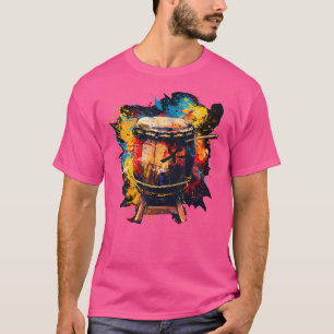 Taiko Drum Instrument On Colourful Painted Taiko D T-Shirt