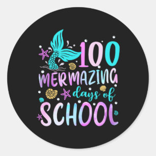 Tail 100 Mermazing Days Of School Toddler Girls Ki Classic Round Sticker
