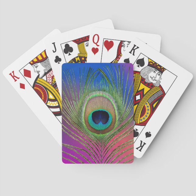 Tail feather of a peacock playing cards (Back)