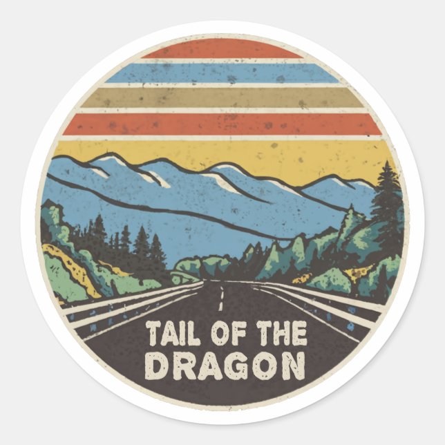 Tail Of The Dragon Mountains Classic Round Sticker (Front)
