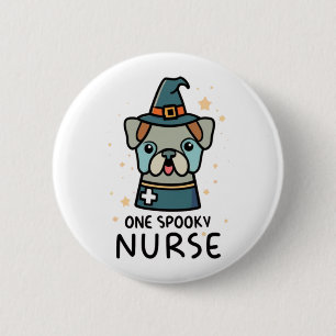 Tail-Wagging Fun for Halloween One Spooky Nurse Do 6 Cm Round Badge