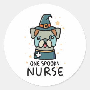 Tail-Wagging Fun for Halloween One Spooky Nurse Do Classic Round Sticker