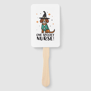 Tail-Wagging Health Charm One Spooky Nurse Dog  Hand Fan