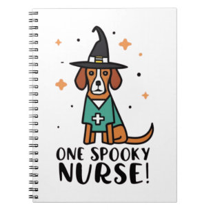 Tail-Wagging Health Charm One Spooky Nurse Dog Notebook