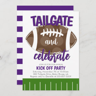 Tailgate and Celebrate Football Any Colour Combo Invitation