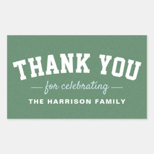 Tailgate baby shower sporty blue thank you rectangular sticker