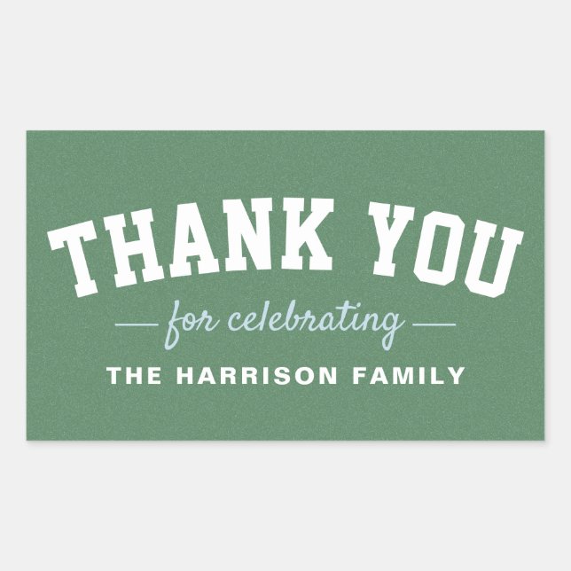 Tailgate baby shower sporty blue thank you rectangular sticker (Front)