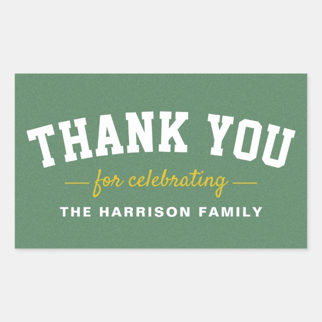 Tailgate baby shower sporty yellow thank you rectangular sticker (Front)