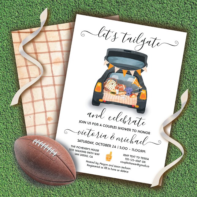 Tailgate Car Football Game BBQ Beer Couples Shower Invitation (Creator Uploaded)