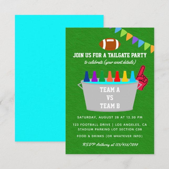 Tailgate Football Match Party Invite (Front/Back)