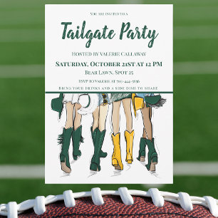 Tailgate Party Waco Ladies Cowboy Boots Green Gold Invitation