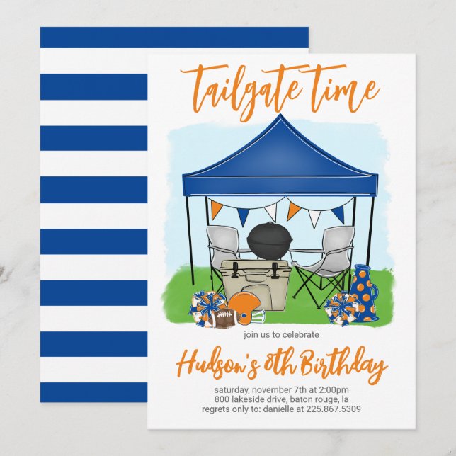 Tailgate Time Football Birthday Invitation (Front/Back)