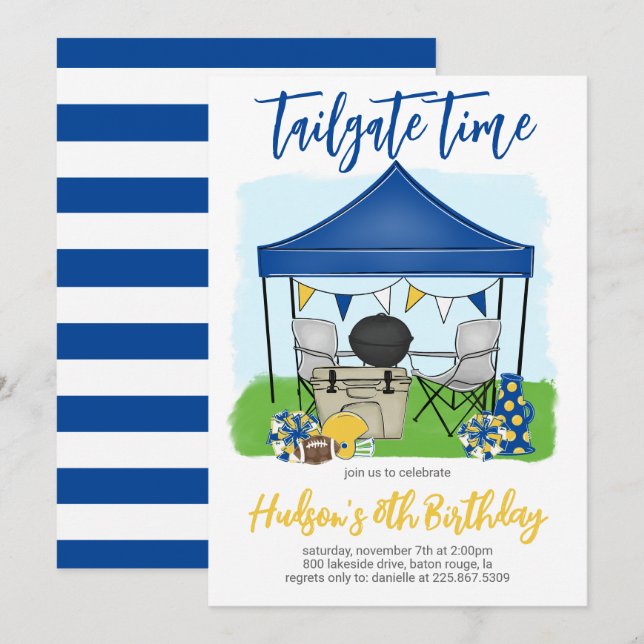 Tailgate Time Football Birthday Invitation (Front/Back)