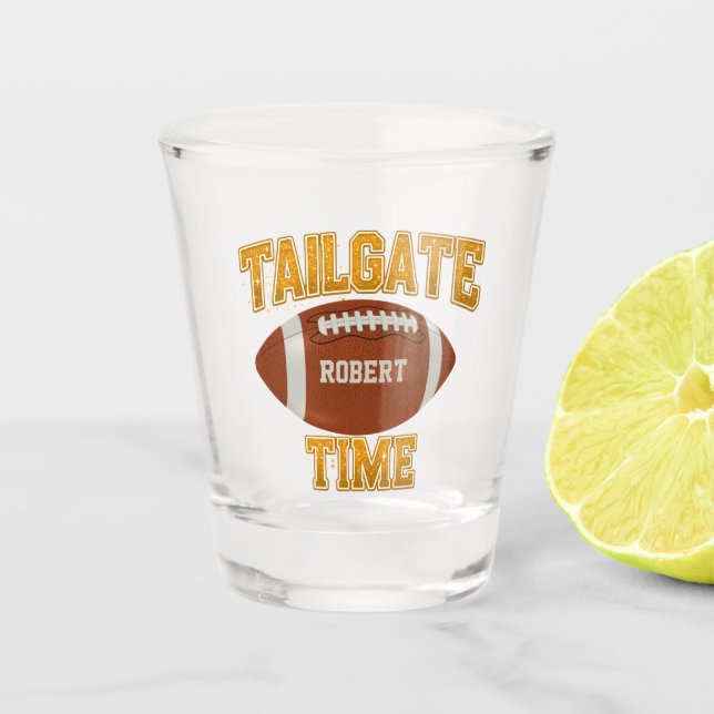 Tailgate Time Orange Custom Shot Glass (Front)