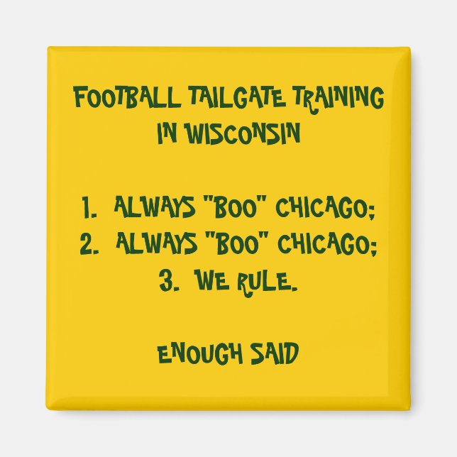 TAILGATE TRAINING IN WISCONSIN MAGNET (Front)