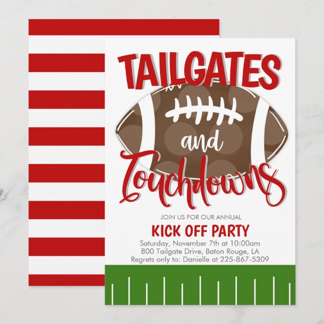 Tailgates and Touchdowns Football ANY TEAM COLOR Invitation (Front/Back)