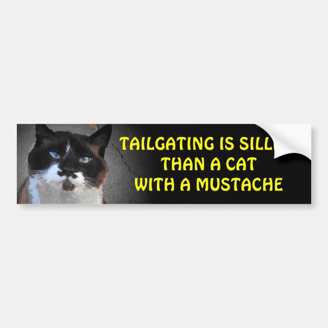 Tailgating is Sillier Than A Cat With A Moustache Bumper Sticker (Front)