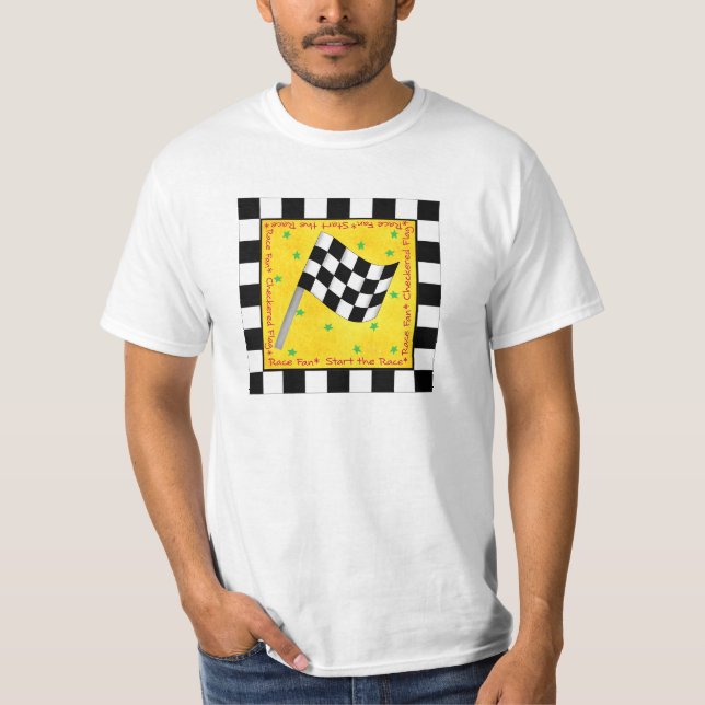 Tailgating Race Fan Chequered Flag Custom T-Shirt (Front)